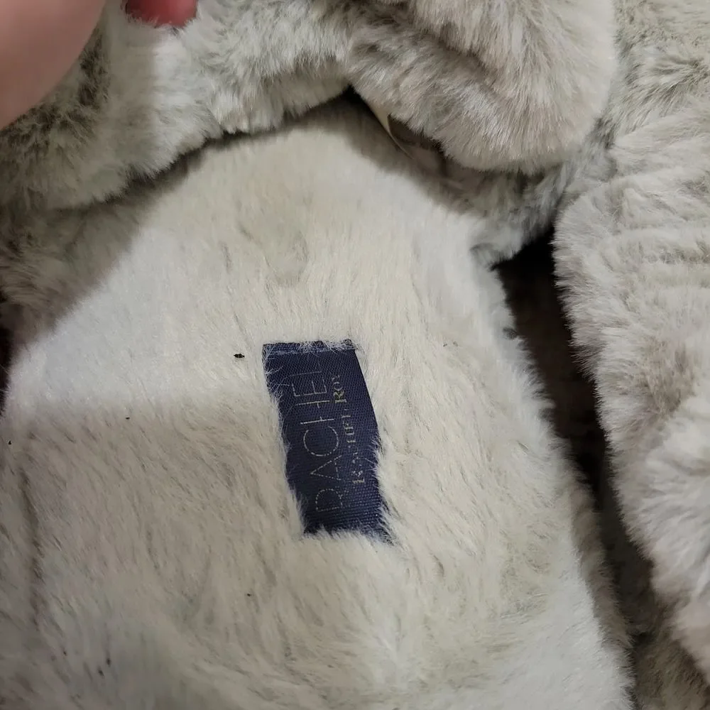RACHEL Rachel Roy Ruby Plush Gray Slingback Furry Slipper Size L 9-10 - Picture 5 of 7